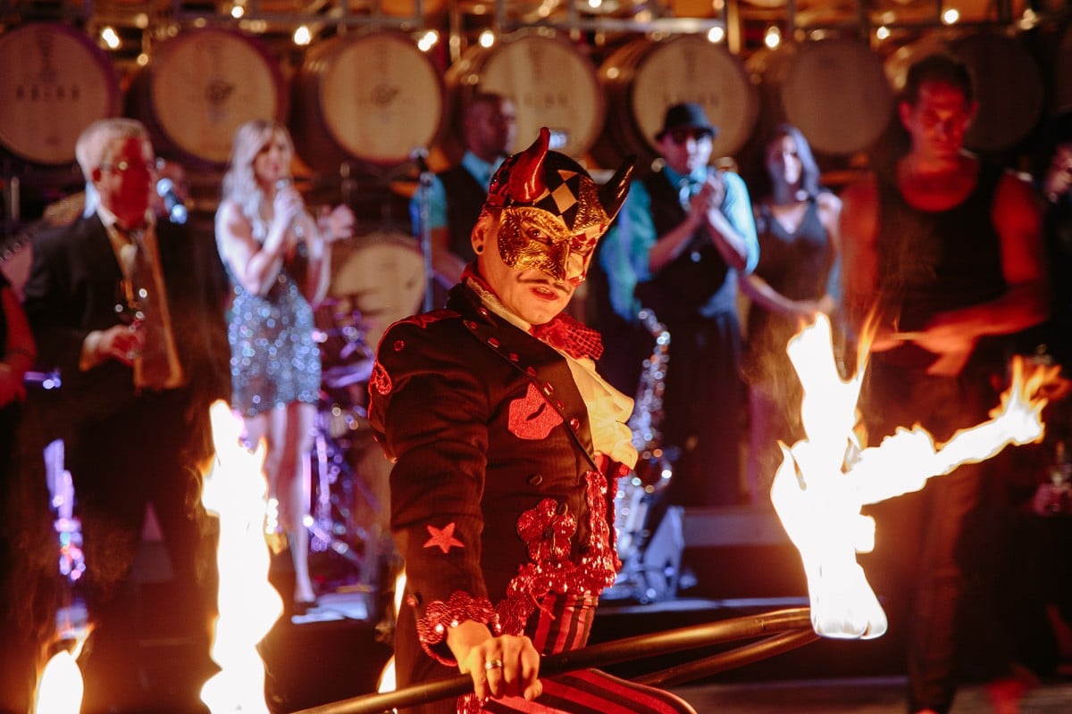 Fire performer entertaining guests at a Napa Valley Film Festival celebration